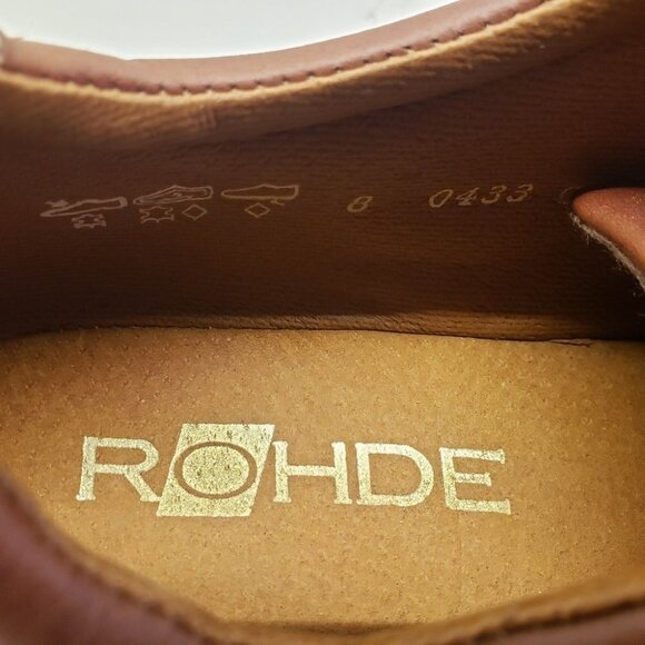 ROHDE Brown Ladies Shoes Flats  Size 8 Stitching Front Back Sides Adjust… - Picture 7 of 9